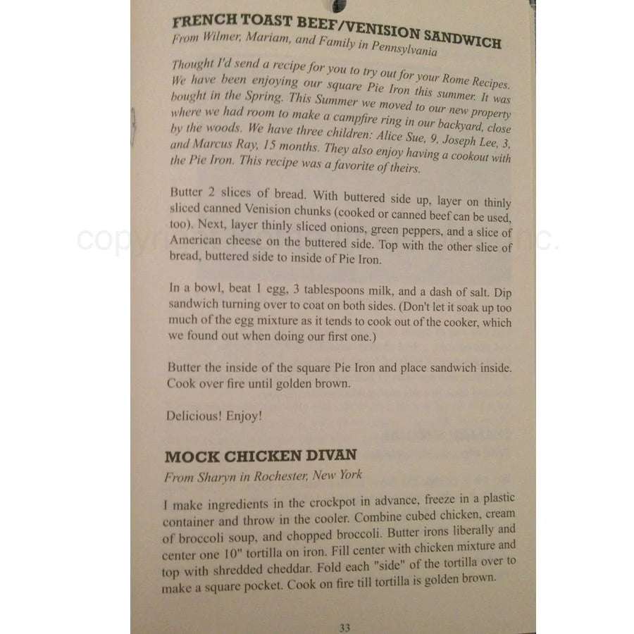 Creative Pie Iron Cooking Book