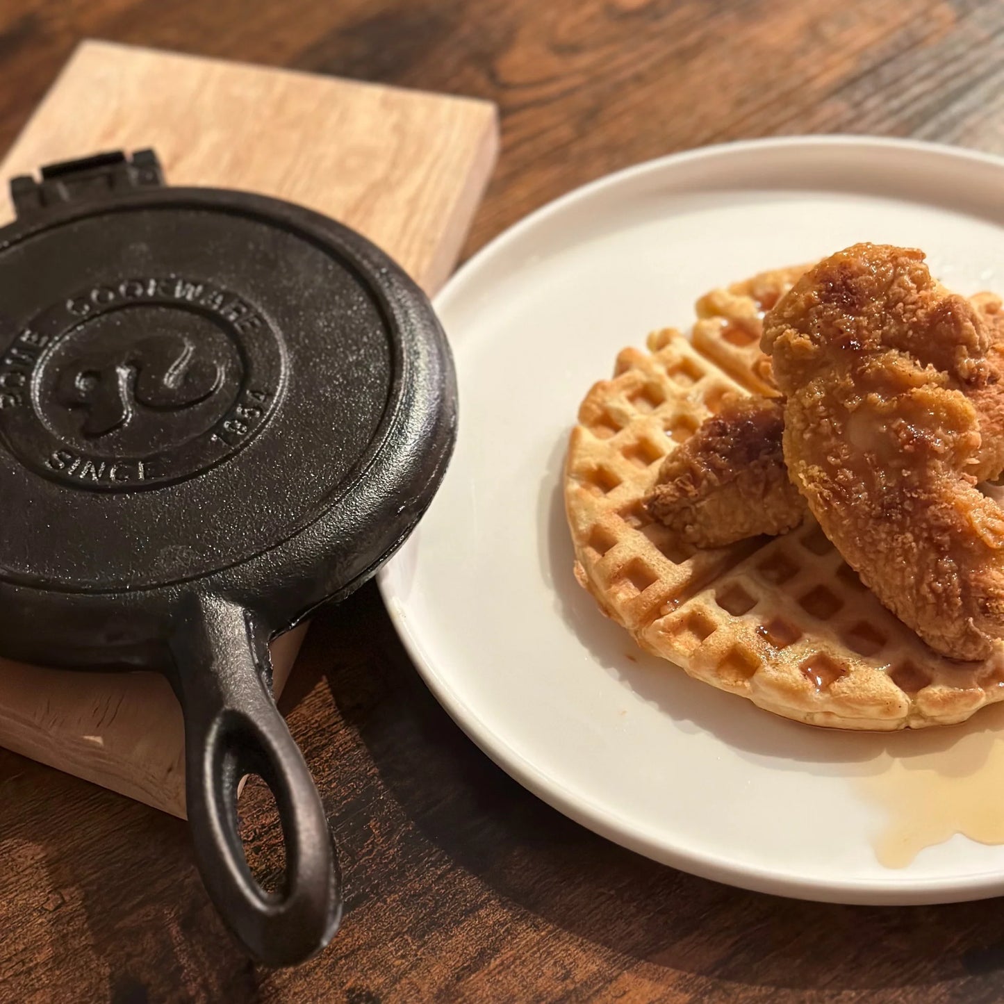 Old Fashioned Waffle Iron - Cast Iron